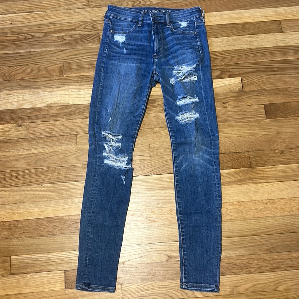 American eagle ripped hi-rise skinny jeans